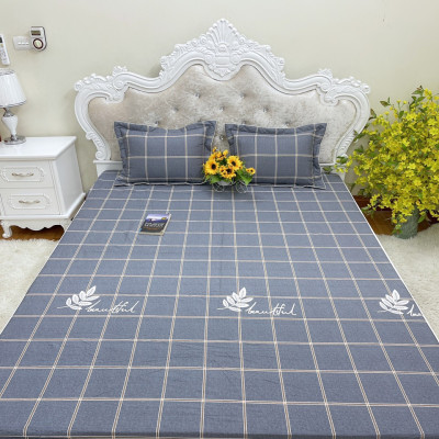Ga giường chun cotton 100% bọc đệm tặng kèm 2 vỏ gối đầu
