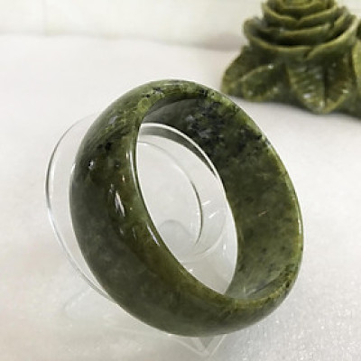 Vòng tay cẩm thạch bản 3cm màu xanh đen size 6.7cm cho người mệnh Hỏa và Mộc.VONGCAO6.7cm