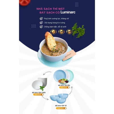 Tô Thủy Tinh Luminarc Diwali Granit 14.5cm đựng thức ăn, cường lực, kháng vỡ - Bộ 3 cái - P0731