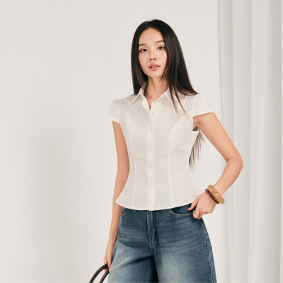 Áo sơ mi trắng ngắn tay cổ bẻ công sở nữ Yuai Miều Est.2013
