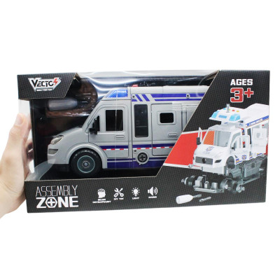 Đồ Chơi Lắp Ráp DIY Xe Van Cảnh Sát Có Đèn Và Âm Thanh - Vecto VT8088D