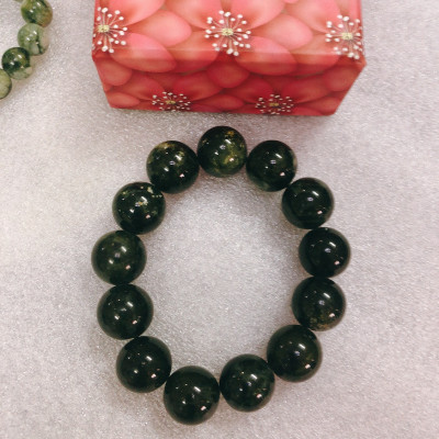 Chuỗi Phật lần tay ngọc tự nhiên serpentine của Việt Nam đường kính hạt 1.7 cm