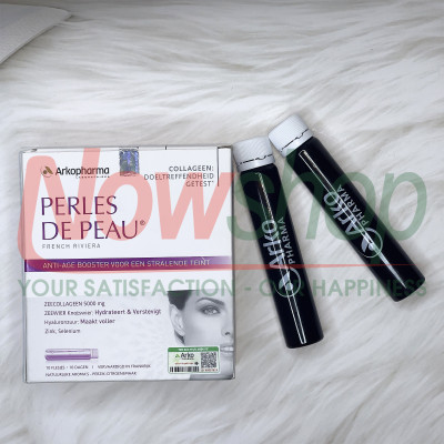 Nước uống collagen marin 5000mg Perles De Peau Arkopharma hộp 10 ống dưỡng ẩm đẹp da ngừa lão hóa – Nhập khẩu chính hãng Pháp