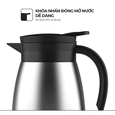 Ấm giữ nhiệt pha trà 1.4L Inox 304 Sunhouse KS-TH1400TI - Hàng Chính Hãng
