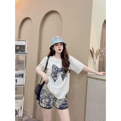 Sét bộ đồ đùi sort nữ in họa tiết nơ siêu xinh