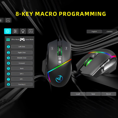 Chuột Gaming macro A876 Led RGB 6400dpi cho máy tính laptop hàng nhập khẩu