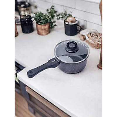 Quánh Đá Đáy Từ Bennix Terra, Nồi Đá Từ Cán Dài Chống Dính Size 16cm- Hàng Chính Hãng