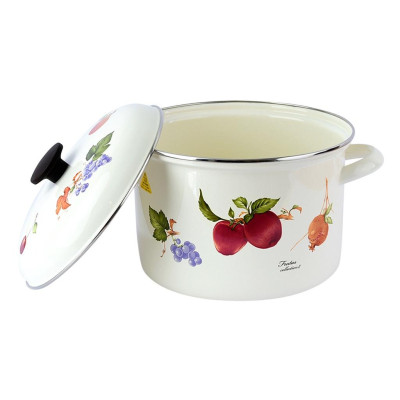 Nồi tráng men hoa văn trái cây 1.6 lít Fujihoro FRV-16W (16cm) - Phân phối bởi ABMA VN Showroom 77 Đoàn Như Hài, P13, Q4, TPHCM