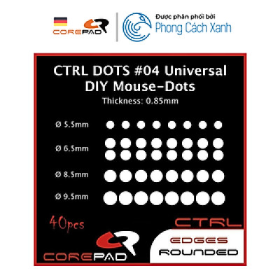 Feet chuột PTFE Corepad CTRL DOTS #04 Universal DIY Mouse-Dots [Ø 5.5 / 6.5 / 8.5 / 9.5mm] - Hàng Chính Hãng