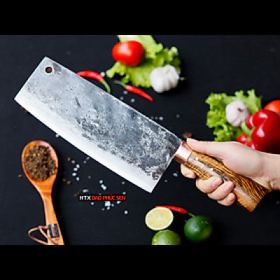 Dao Phúc Sen - dao chặt gà cán cẩm khâu đồng đỏ