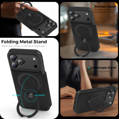 Bao da dạng ví 17 pro max có ngăn đựng thẻ nghe nhạc chống sốc tất cả trong 1 đẹp bền sang - hàng nhập