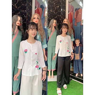 Ba ba thêu truyền thống vải lụa cao cao cấp, thời trang nữ,