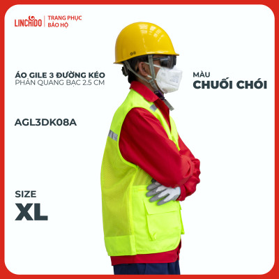Áo Gile Kỹ Sư, Giám Sát Công Trình, Bảo Hộ Lao Động, 3 Đường Kéo, 6 Túi - Mã AGL3DK08A