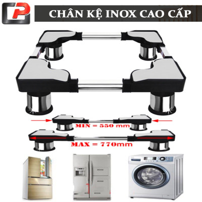 Chân đỡ máy giặt, tủ lạnh inox chất lượng cao hàng dày 4860N điều chỉnh được kích thước (48cm - 60cm) 