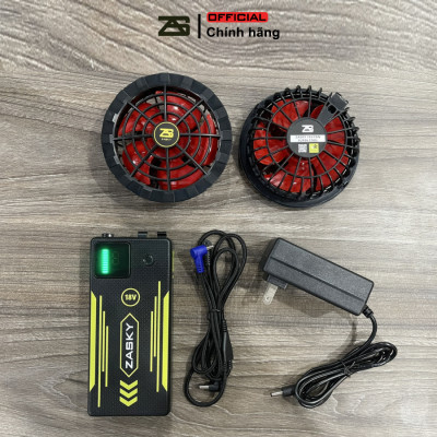 [Xả Kho, Giảm Giá] Bộ Phụ Kiện Áo Điều Hòa ZASKY Nhật Bản Cao Cấp, PIN 40.000mAh, Quạt 12V, Chạy 18-20 T`iếng, Có 8 Số Gió Màn Hình LED, BH 12 Tháng