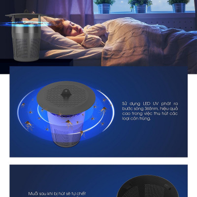 Đèn bắt muỗi thông minh Rạng Đông chính hãng Model: DBM01 5W tiện ích, hạn chế tiếng ồn, sản phẩm TOP của năm