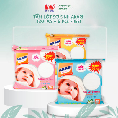 Combo  5 Gói Tấm lót sơ sinh Akari bột giấy tự nhiên 35 miếng (22x22cm) khô thoáng mát cho bé