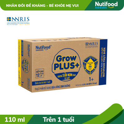 Thùng sữa bột pha sẵn Nutifood GrowPLUS+ Sữa Non Tăng Đề Kháng 1+  (48 hộp x 110ml)