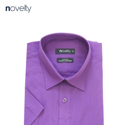 Áo sơ mi nam Novelty ngắn tay trơn màu 171140N vạt ngang