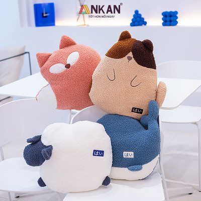 Chăn Gối Văn Phòng Đa Năng ANKAN Hình Cáo Cá Voi Cừu Gấu Nhật Bản