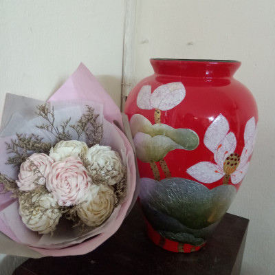 Lọ hoa khảm trứng Bát Tràng