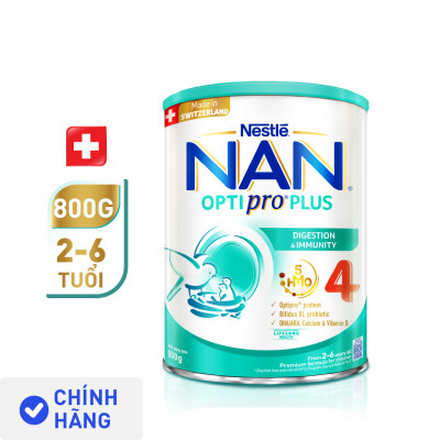 [Tặng Đồ chơi toán học cân bằng] Bộ 2 lon Sữa bột Nestlé NAN OPTIPRO PLUS 4 800g/lon với 5HMO Giúp tiêu hóa tốt + Tăng cường đề kháng - Bé 2-6 tuổi