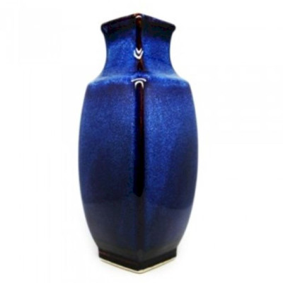 Bình hoa 4 cạnh đại  Đông Gia-màu men hỏa biến  tự nhiên Xanh sóng biển 8094 Rafferty Vase
