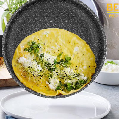 Chảo Chống Dính Vân Đá Đáy Từ Cao Cấp Bennix Terra Đủ Size 24/ 26/ 28/ 30cm- Hàng Chính Hãng