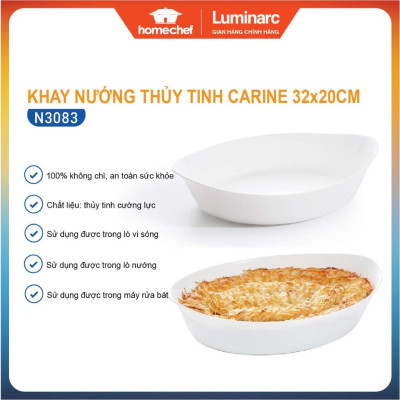 Khay nướng thủy tinh chịu nhiệt Luminarc Cuisine Carine 32x20 cm - N3083, dùng lò nướng, lò vi sóng | Hàng chính hãng