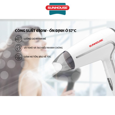 Máy sấy tóc 1500W Sunhouse SHD2308W - Hàng Chính Hãng