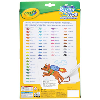 Hộp 50 Bút Lông Màu Super Tips - Dễ Tẩy Rửa - Crayola 585050
