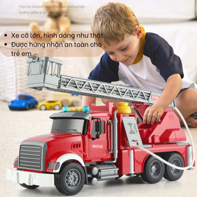 Xe Cứu Hỏa Đồ Chơi Cỡ Lớn, Đồ Chơi Xe Cứu Hỏa Mô Hình 1:12 Cho Bé Có Đèn Nhạc