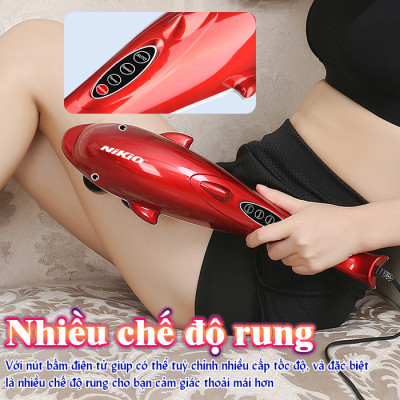 Máy massage cầm tay cá heo 6 đầu Nikio NK-608B - Màu Ngẫu Nhiên, 3 kiểu rung, 3 tốc độ