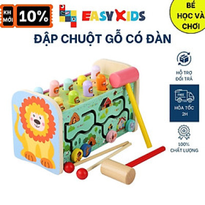 Đồ Chơi Đập Chuột Cho Bé Có Đàn Gõ Nhạc Hình Sư Tử, Đồ Chơi Giáo Dục Đa Năng Montessori