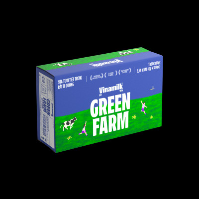 Thùng 48 Hộp Sữa Tươi Tiệt Trùng Vinamilk Green Farm Rất ít đường - Lốc 4 Hộp 180ml