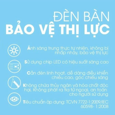Đèn bàn (đèn học chống cận) LED 5W Rạng Đông - Ánh sáng Trắng