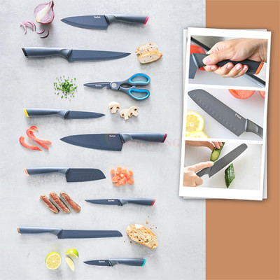 Dao làm bếp Titanium Santoku Tefal Fresh Kitchen 12cm K1220104 - Hàng chính hãng