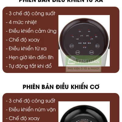 Máy sưởi ấm phòng ngủ, quạt sưởi gốm cho phòng 25m2, máy sưởi mini nóng nhanh an toàn cho trẻ em - Hàng chính hãng