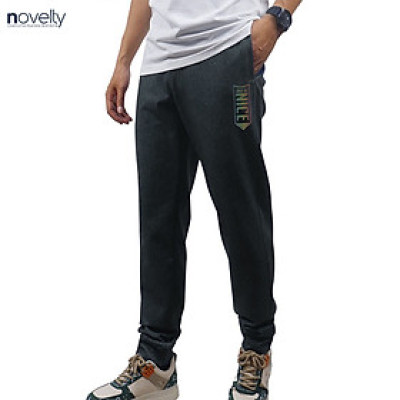 Quần jogger nam Novelty Regular fit họa tiết in phản quang Xám malange NQGMMDMT3R230836Q