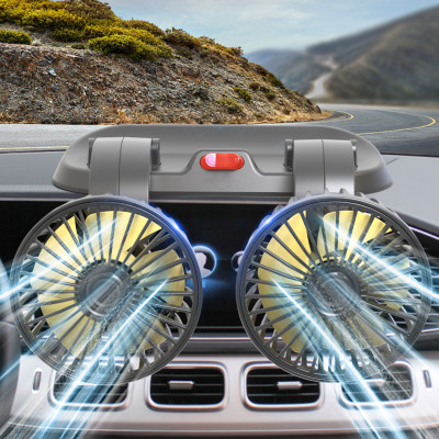 Quạt đôi cho xe oto xoay 360 độ hàng đẹp cao cấp công suất 5W phù hợp mọi loại xe (Tặng kèm quà ngẫu nhiên)