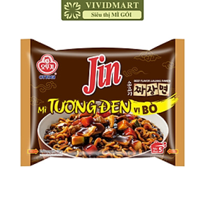 OTTOGI - Mì nấu Jin hương vị trộn Tương đen bò, Mì trộn tương đen bò Jin, Mì trộn Jin tương đen bò (135g/gói)