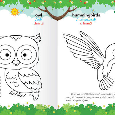 Sách - Colouring 365 ngày Tô màu - KHÁM PHÁ THẾ GIỚI PHÁT TRIỂN TRÍ TUỆ - Động vật nuôi, Chim, Cá (Cuốn 1)