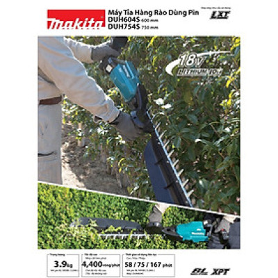MÁY TỈA HÀNG RÀO MAKITA DÙNG PIN 18V 600MM DUH604SZ (KHÔNG KÈM PIN VÀ SẠC) - HÀNG CHÍNH HÃNG