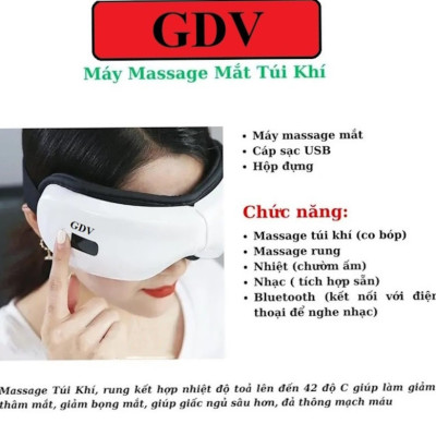 Máy Massage Mắt GDV Kết Hợp Chế Độ Rung Kết Nối Bluetooth, Làm Giảm Căng Thẳng Mệt Mỏi Và Lưu Thông Máu Cho Mắt - Hàng Chính Hãng