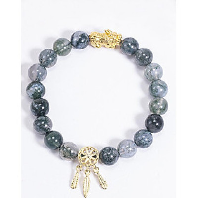Vòng Tay Phong Thủy Nữ Đá Băng Ngọc Thủy Tảo Phối Charm Dream Catcher Mạ Vàng 24K (8mm) Mệnh Mộc, Hỏa Ngọc Quý Gemstones