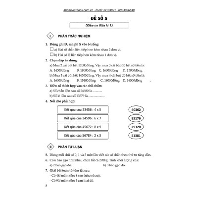 Sách - 100 Đề Kiểm Tra Toán Lớp 4 - Biên Soạn Theo Chương Trình Mới - Khang Việt Book