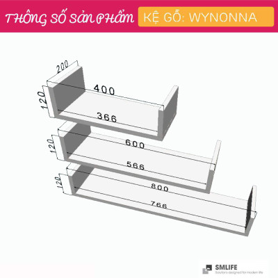 Kệ gỗ trưng bày kiểu dáng nhỏ gọn SMLIFE Wynonna