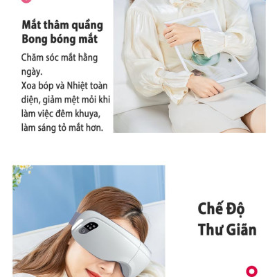 Máy massage mắt Leerkang LEK-H8 Với 8 Chế Độ Độc Lập, Xoa Bóp Và Rung Cùng Bluetooth Phát Nhạc, Mát Xa Nóng Nhiệt Lưu Thông, Hàng Chính Hãng