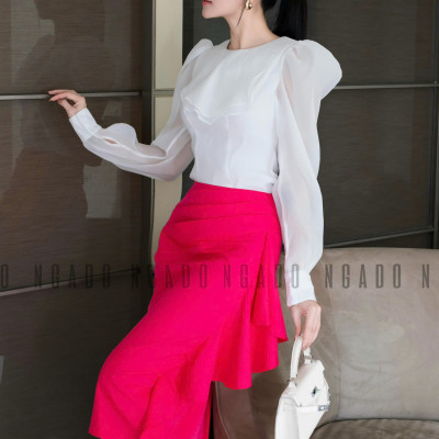 Chân váy hồng sen xếp ly NGADO , chân váy Nữ , chân váy kiểu