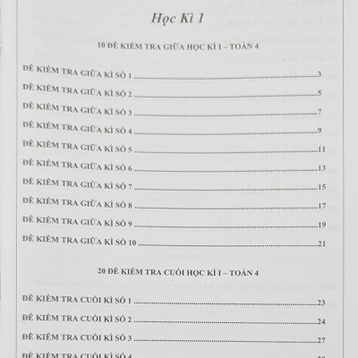 Combo Sách - Đề kiểm tra Toán 4 học kì I + II